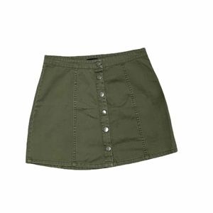 REBEL ROGUE | Button/Snap Front Army Olive Green Mini Skirt High Waisted​​